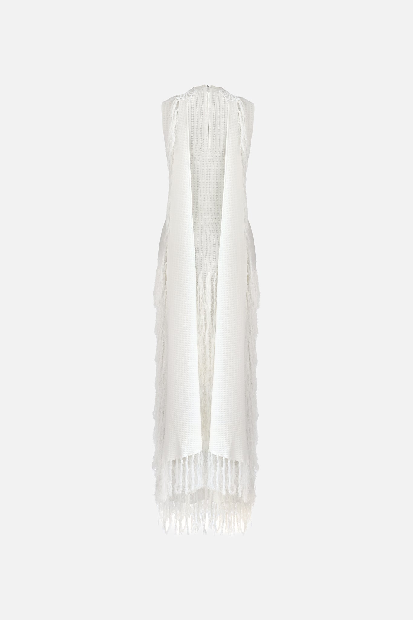 Ivory Phoebe Fringe Midi Dress in Granada