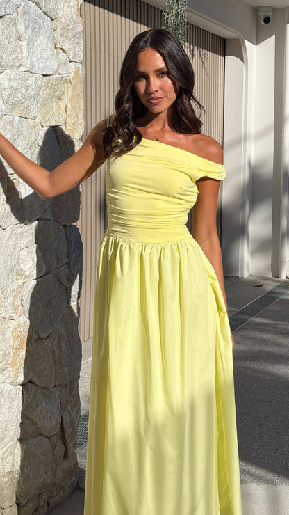 Yellow Immy Midi Dress in Chocolate