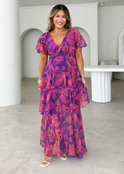 Violet Floral Venezia Floral Maxi Dress