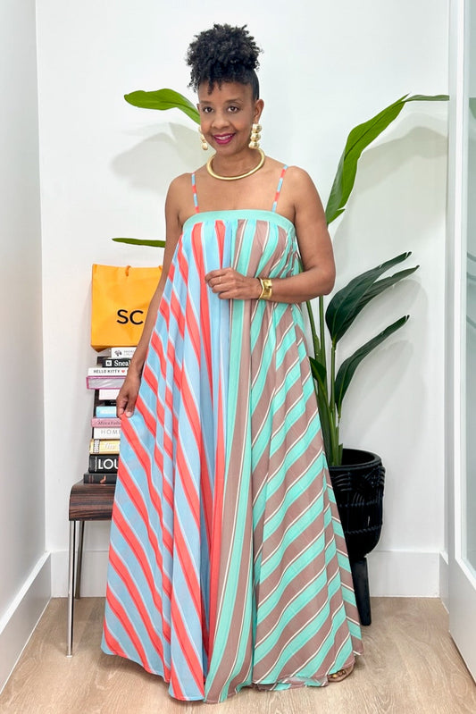 FINAL SALE Margot Striped Colorblock Maxi Dress
