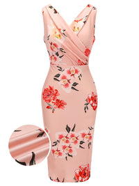 neck Wrap Floral Pencil Dress