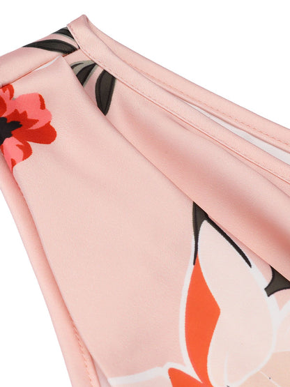 neck Wrap Floral Pencil Dress Pink 1960s V-neck Wrap Floral Pencil Dress - Pink / S / 2