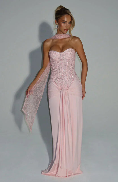 NATHALIE STRAPLESS EMBELLISHED GOWN