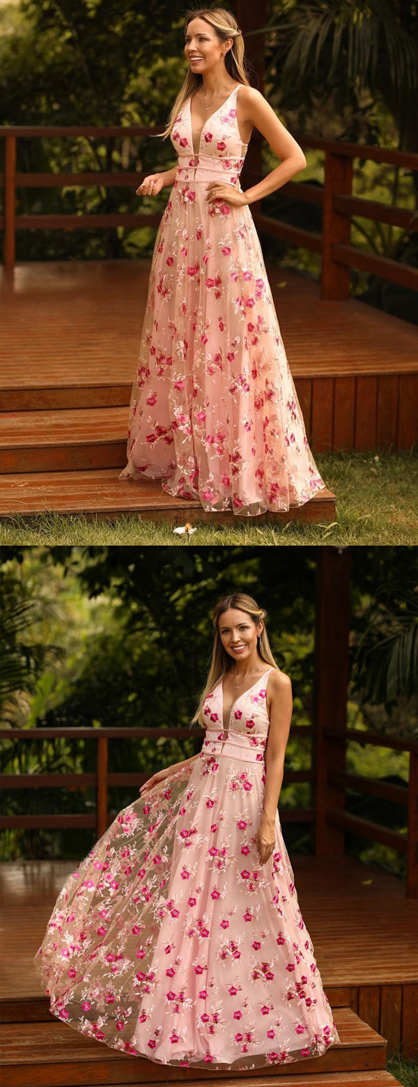 Custom Color(leaving a note) Margot Floral Appliqué A-Line Dress