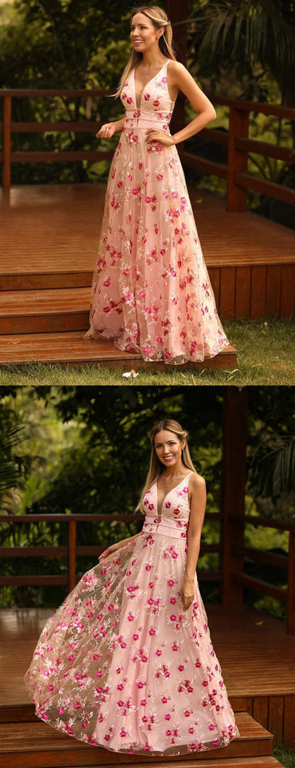 Custom Color(leaving a note) Margot Floral Appliqué A-Line Dress