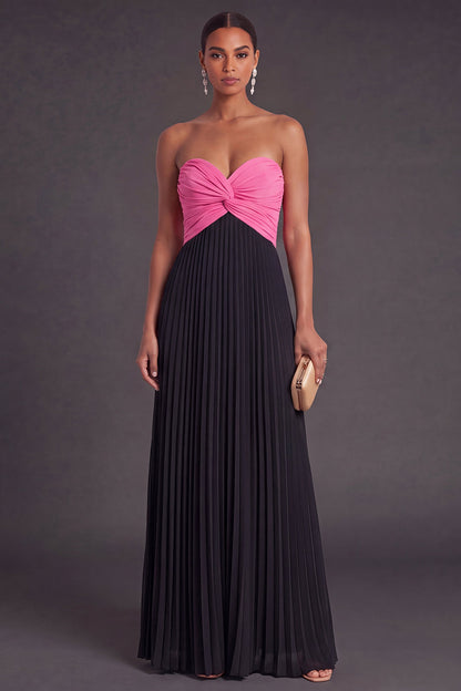 Red Vivienne Pleated Sweetheart Gown