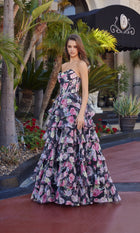 Isabelle Ruffled Print Prom Dress