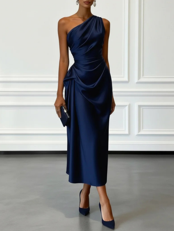 Khaki Celestine Draped Corsét Midi Dress