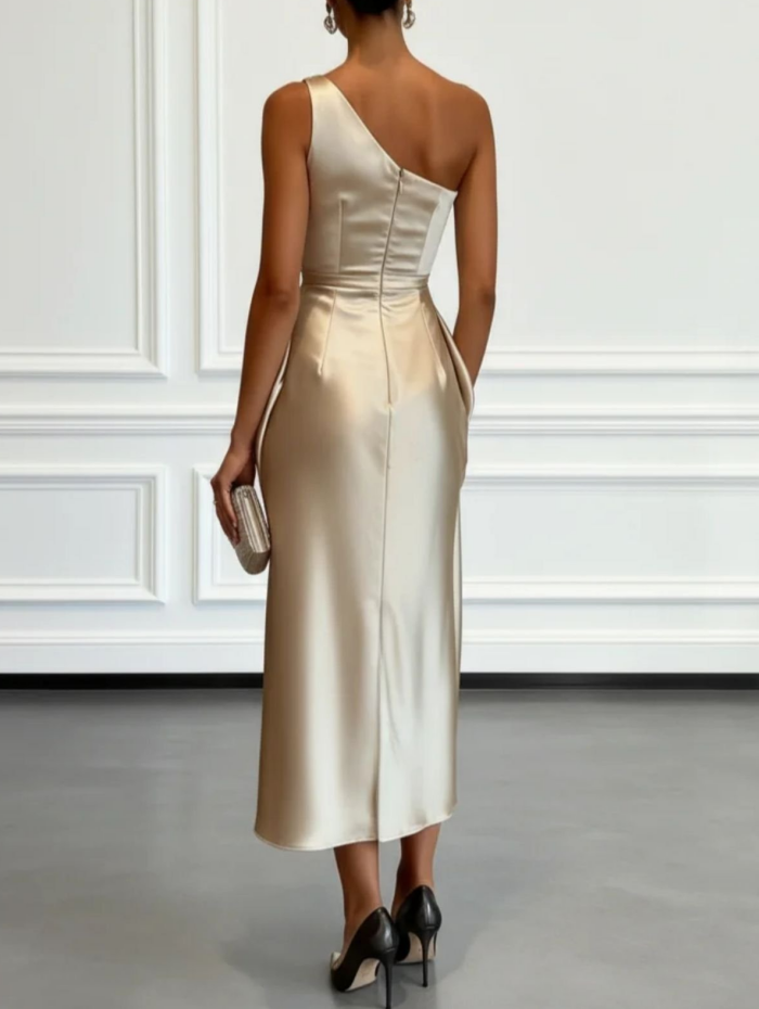 Navy blue Celestine Draped Corsét Midi Dress