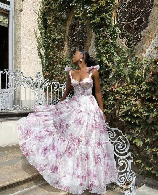 Pink Margot Floral Chiffon Ball Gown