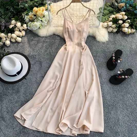 lilac Eloise Linen Backless Dress