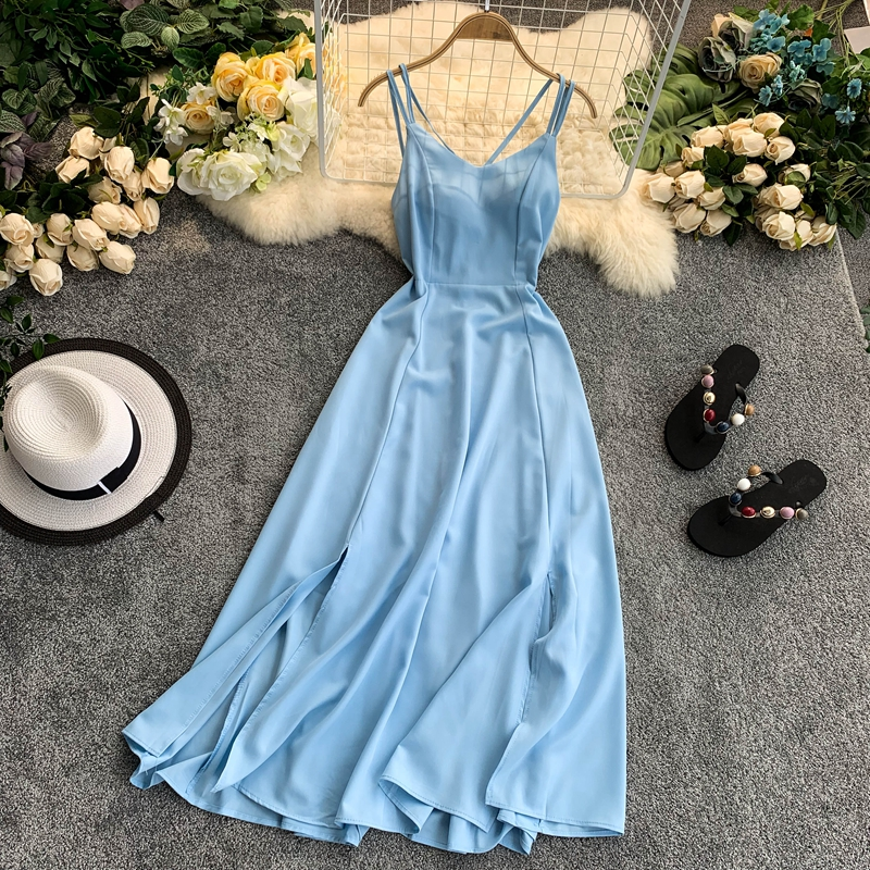dark green Eloise Linen Backless Dress