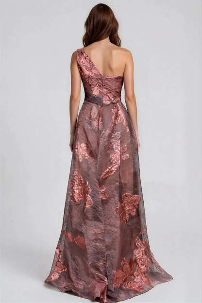 line Fil Coupe Gown One Shoulder A-line Fil Coupe Gown