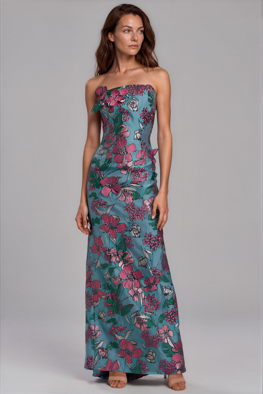 Multi Margot Floral Brocade Fit and Flare Gown