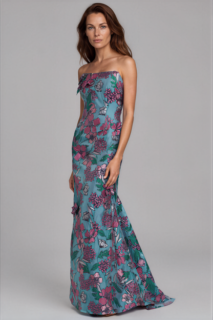 Multi Margot Floral Brocade Fit and Flare Gown