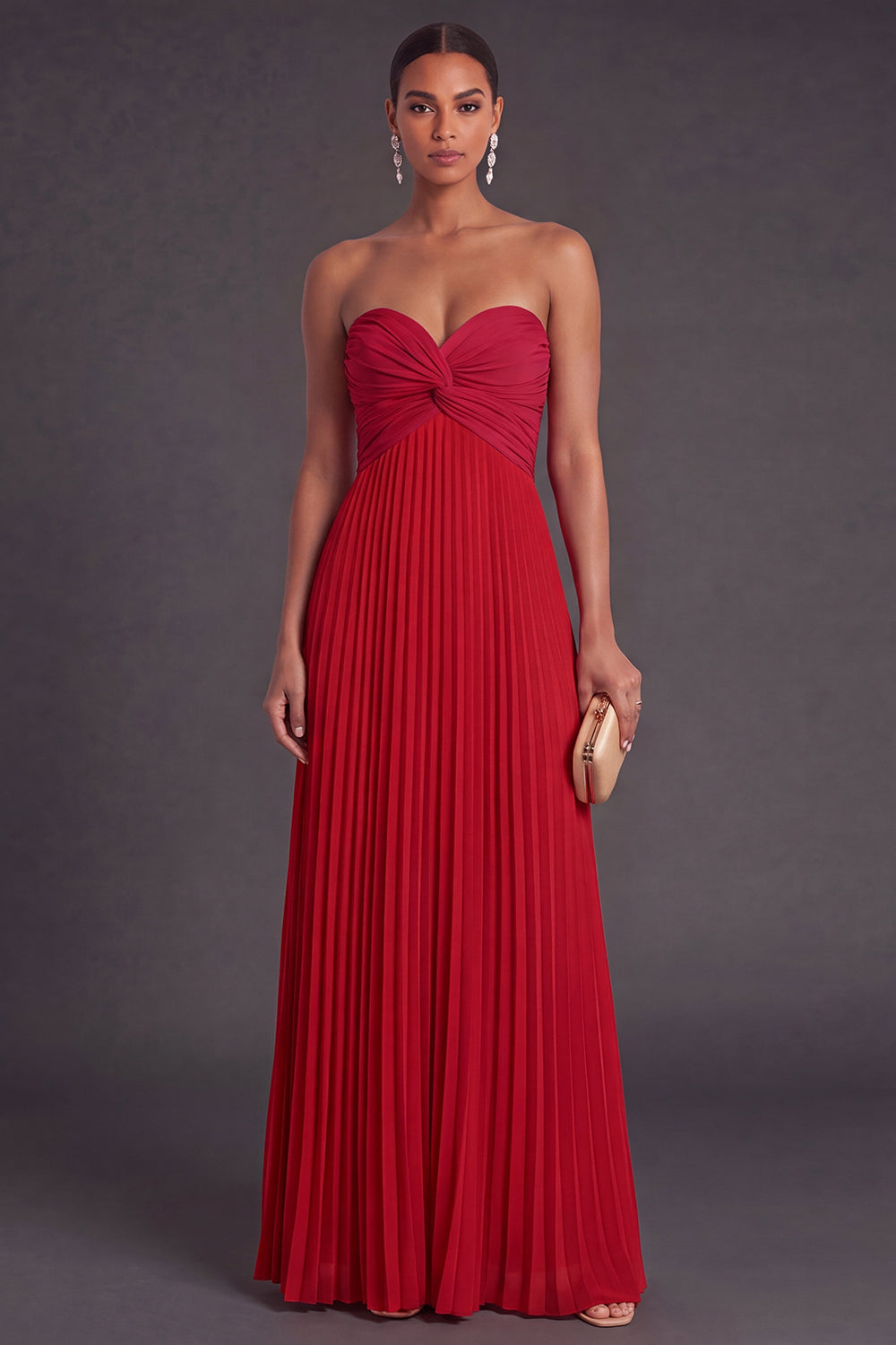 Yellow Vivienne Pleated Sweetheart Gown