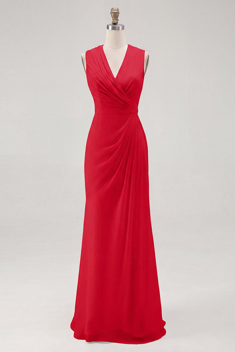 Dusty Blue Arabella Chiffon V-Neck Dress