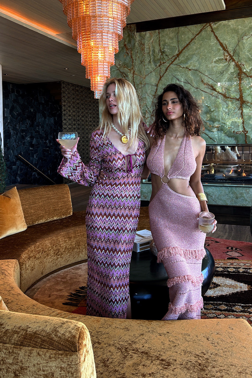 Valentina Crochet Plunge Maxi Dress