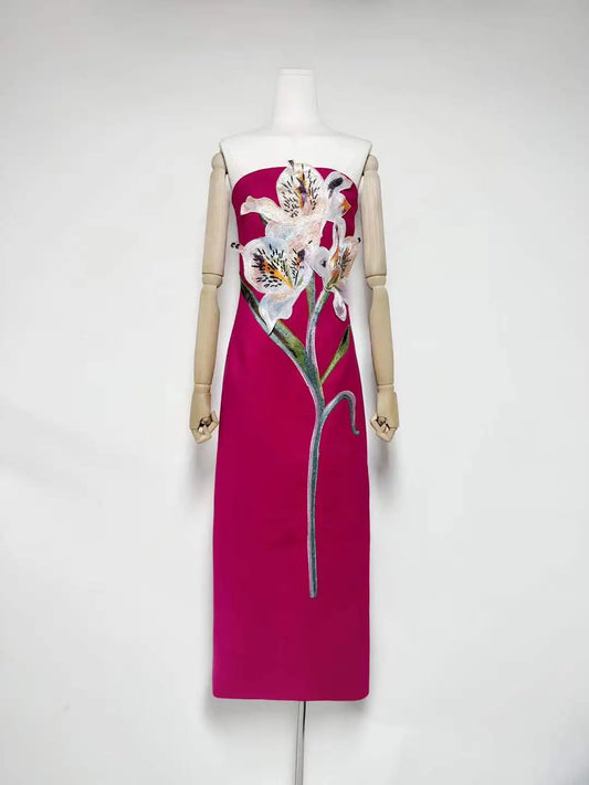 Red Margot Off-Shoulder Maxi Dress in Red