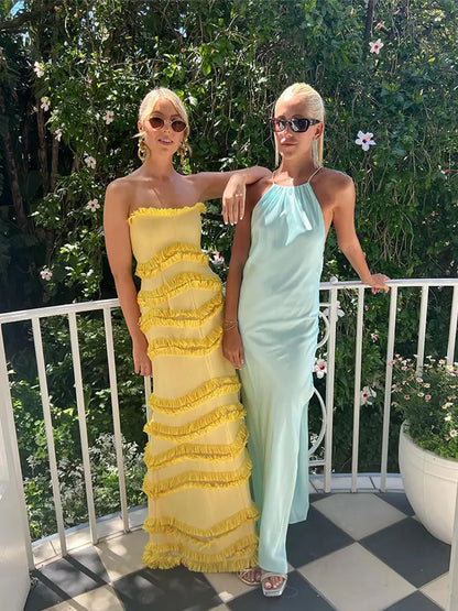 Yellow Amanda Silk Charmeuse Dress in Sunlit Yellow