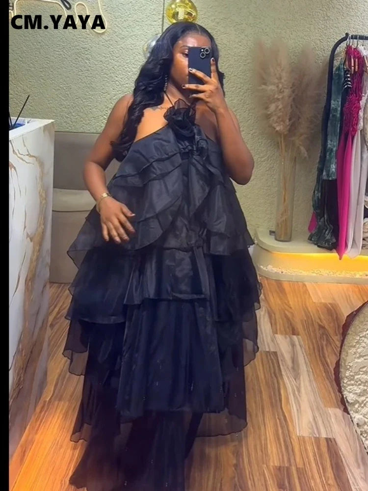 Dark Brown Arabella Ruffle Maxi Dress