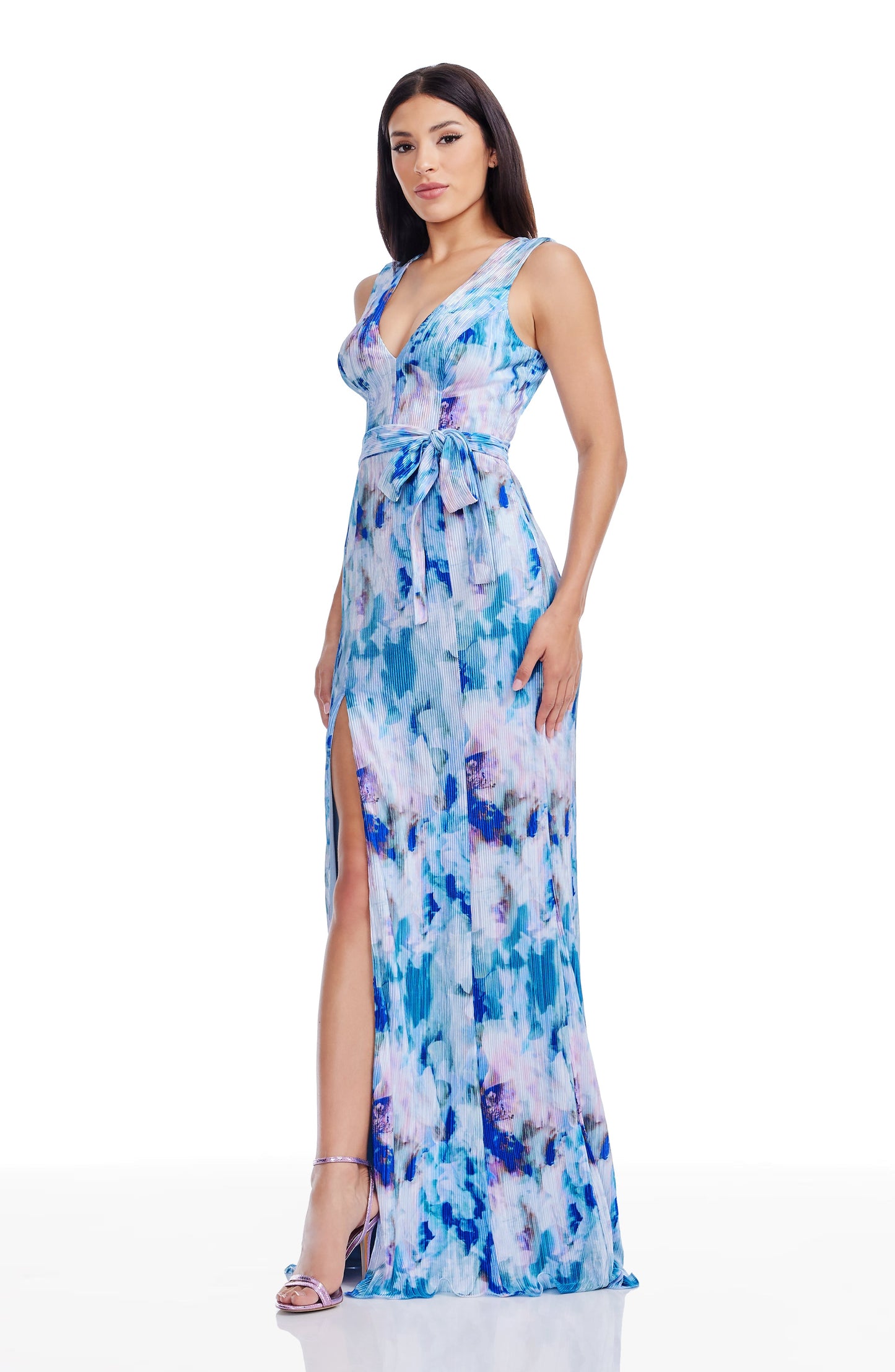 PALE BLUE MULTI Sandra Silk Gown