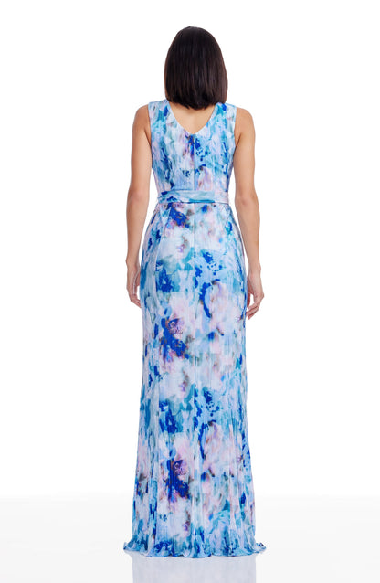 PALE BLUE MULTI Sandra Silk Gown
