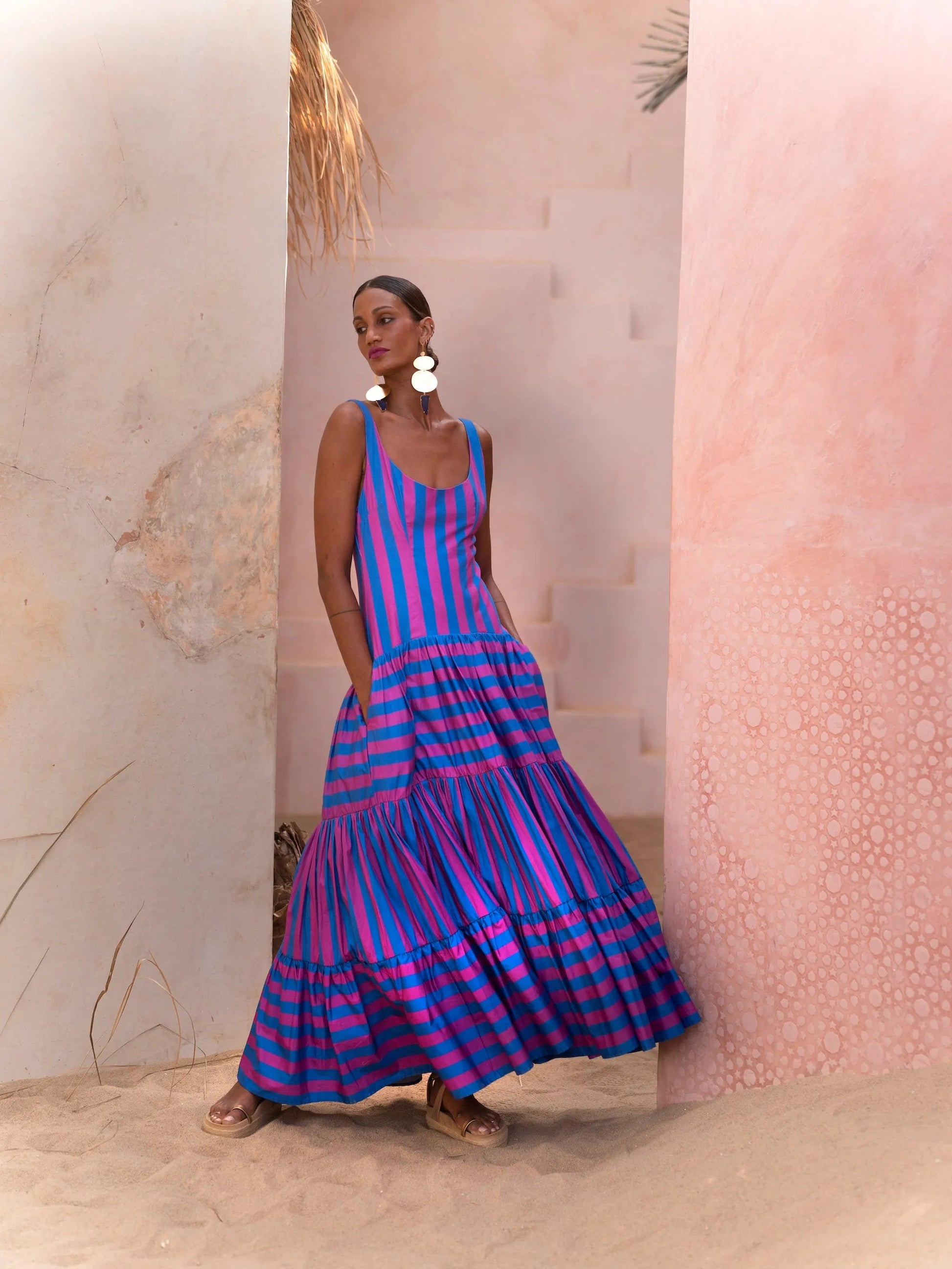 MIAMI STRIPE Selena Striped Maxi Dress