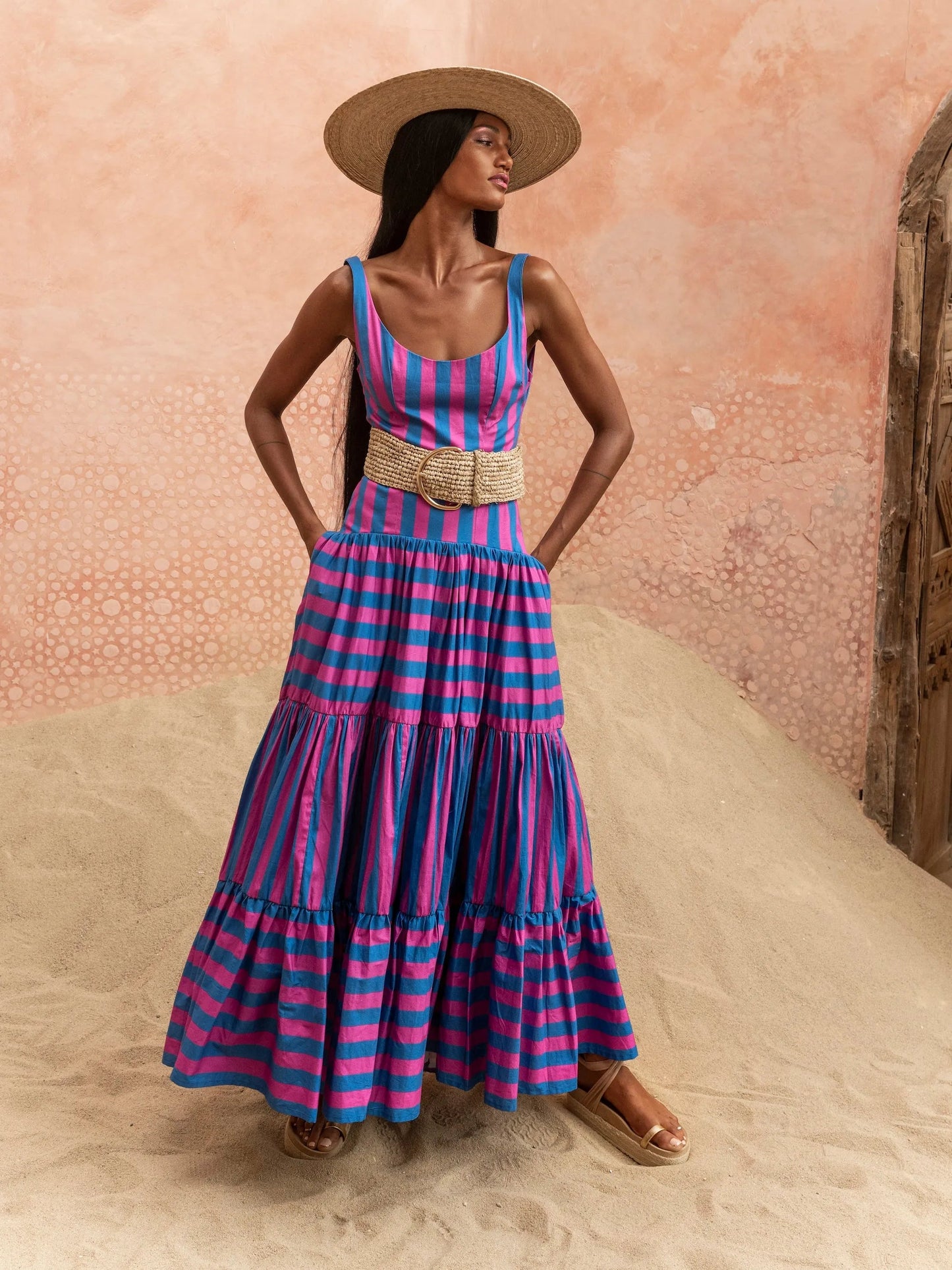 MIAMI STRIPE Selena Striped Maxi Dress