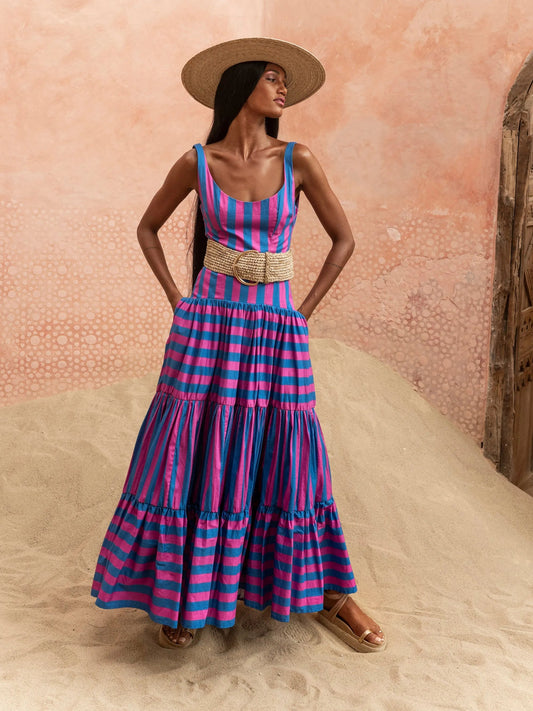 MIAMI STRIPE Selena Striped Maxi Dress