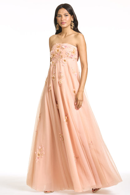 BLUSH Scarlett Embroidered Gown in Blush
