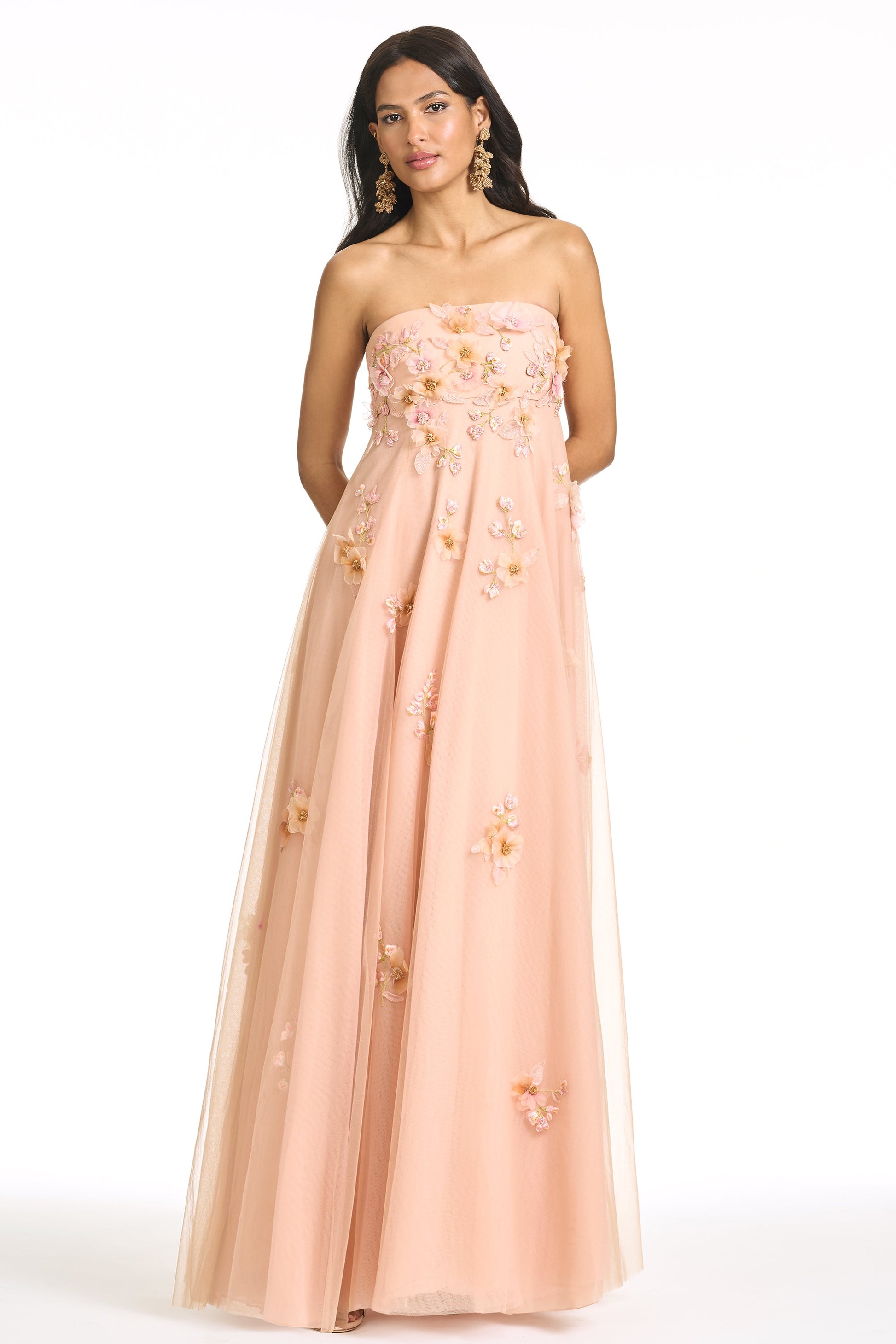 BLUSH Scarlett Embroidered Gown in Blush