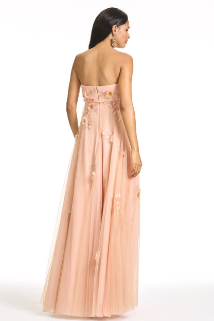 BLUSH Scarlett Embroidered Gown in Blush