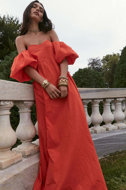 MADDER RED Palmer Off-Shoulder Maxi Dress