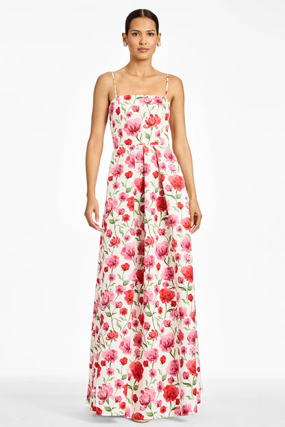 WATERCOLOR POPPIES Beau Sapphire Rose Gown