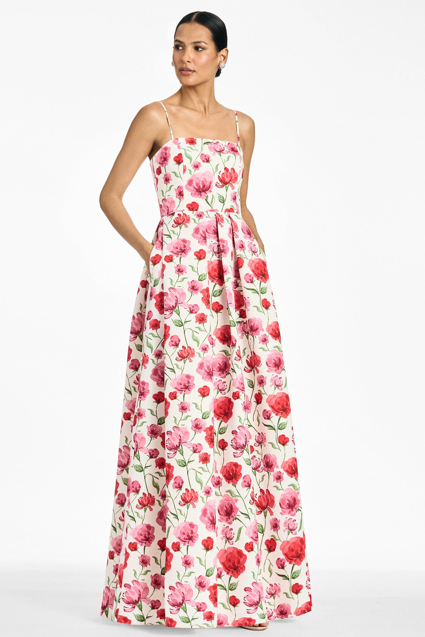 WATERCOLOR POPPIES Beau Sapphire Rose Gown