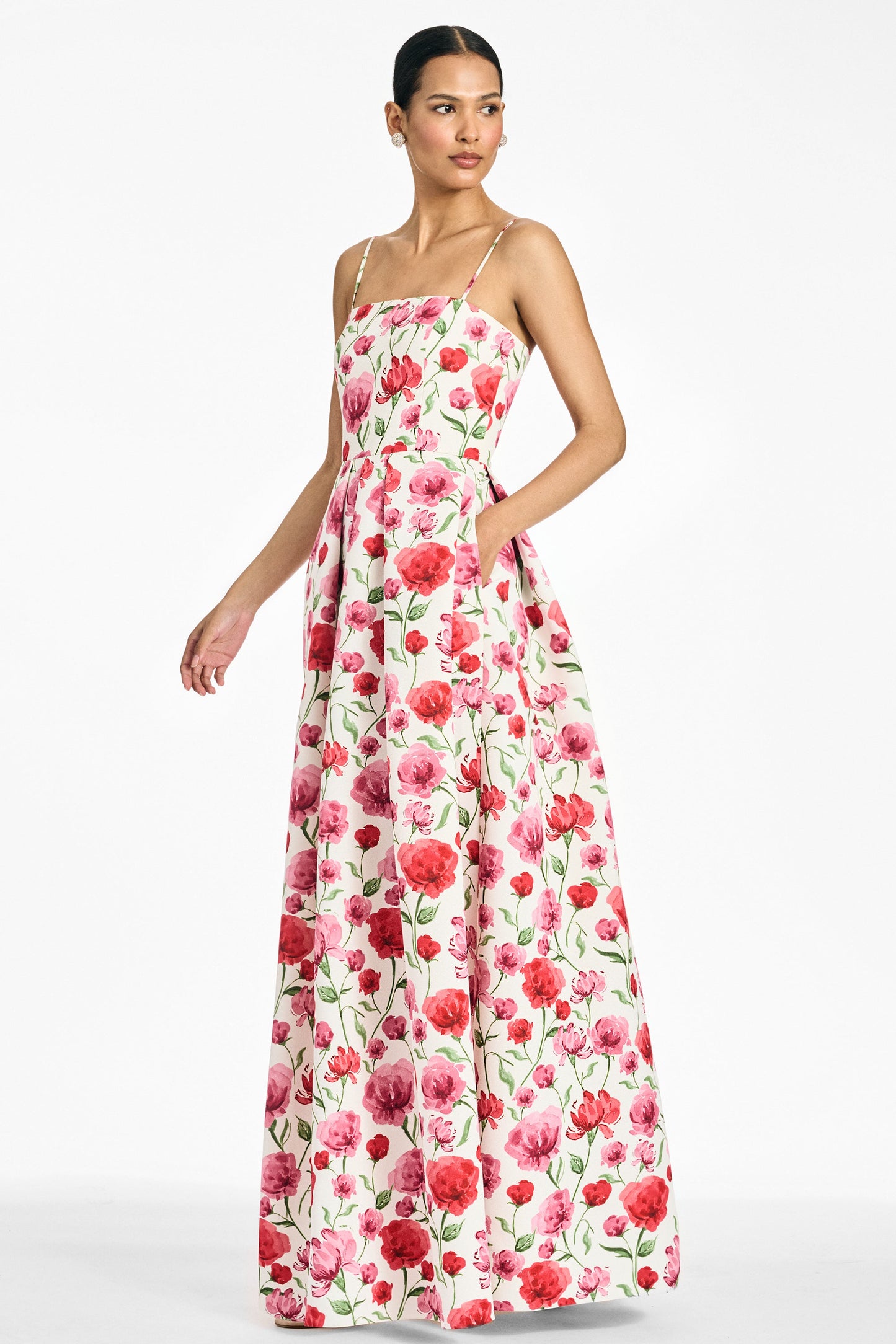 WATERCOLOR POPPIES Beau Sapphire Rose Gown