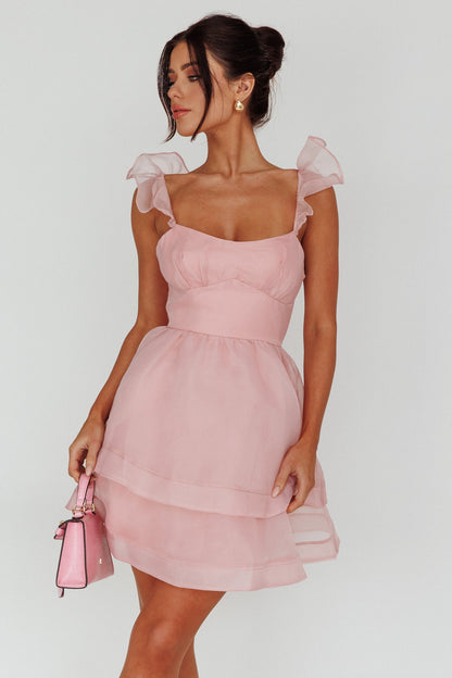 I've Got Sunshine Ruffle Strap Mini Dress Blush - M