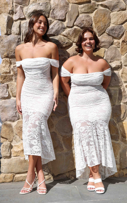 White Soriella Lace High-Low Maxi Dress in Wine