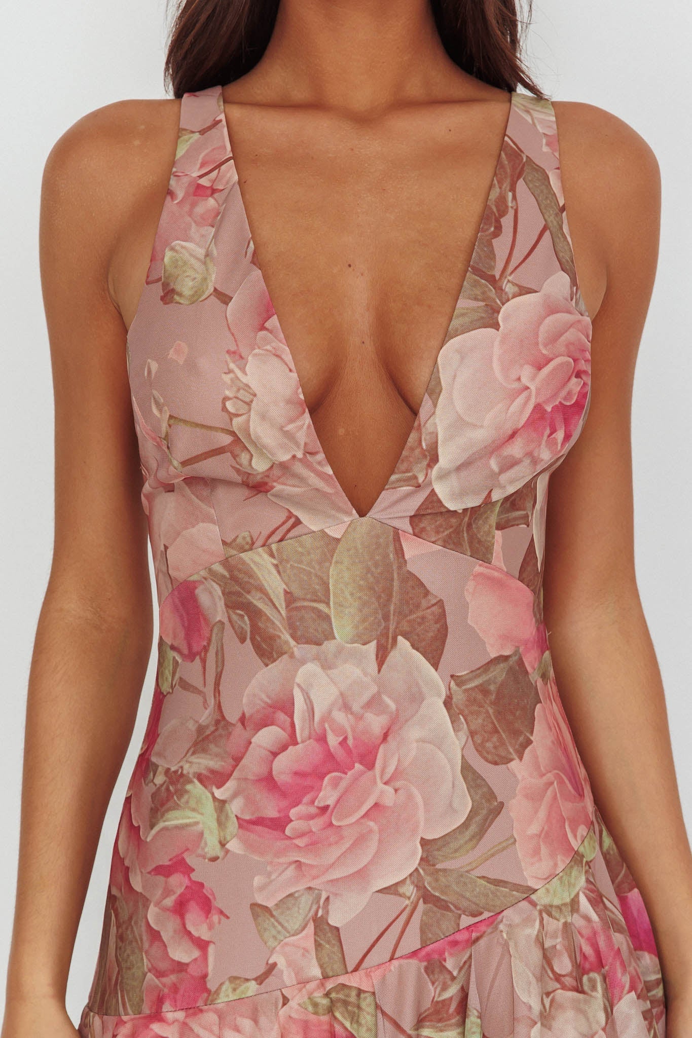 Veda Strappy Back Maxi Dress Roses Blush - XL