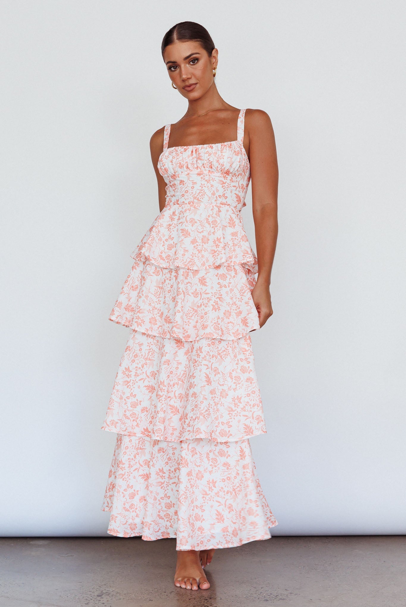 Margot Tiered Floral Midi Dress in Provence Bloom