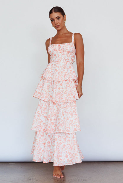 Margot Tiered Floral Midi Dress in Provence Bloom