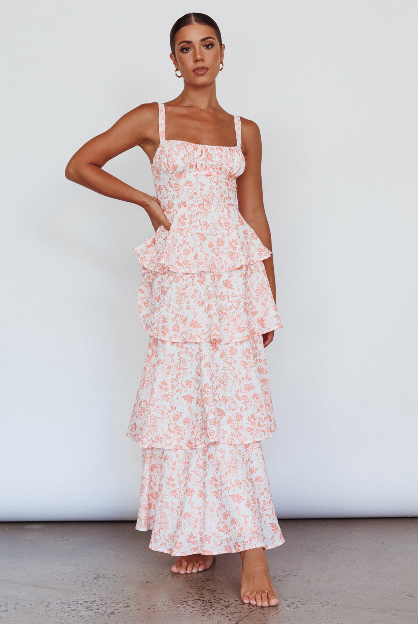 Margot Tiered Floral Midi Dress in Provence Bloom