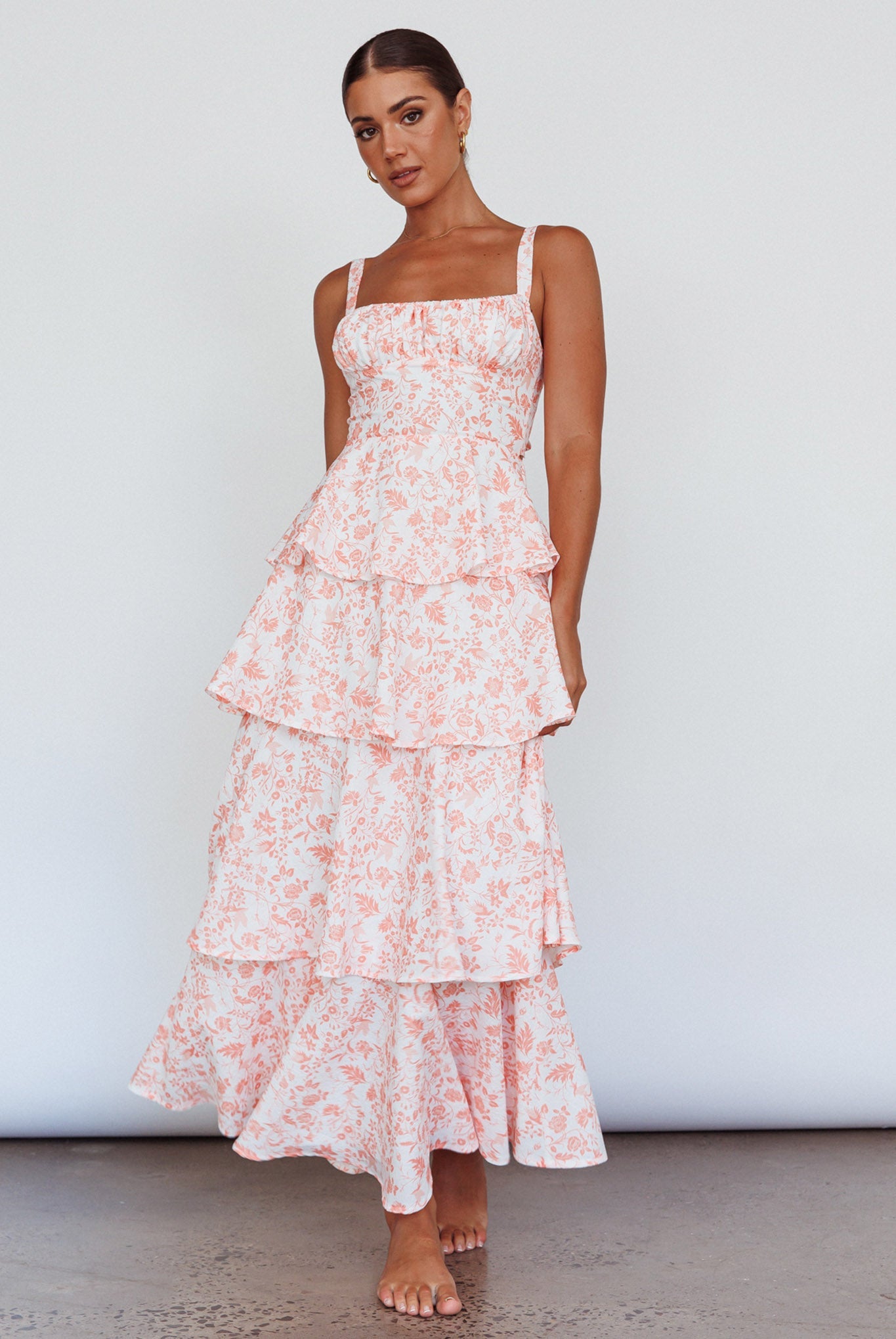 Margot Tiered Floral Midi Dress in Provence Bloom