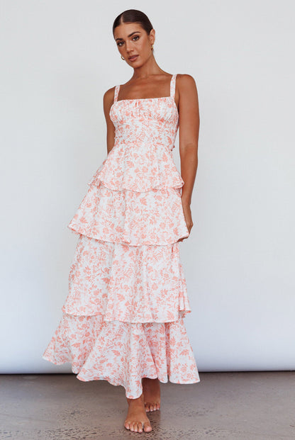 Margot Tiered Floral Midi Dress in Provence Bloom