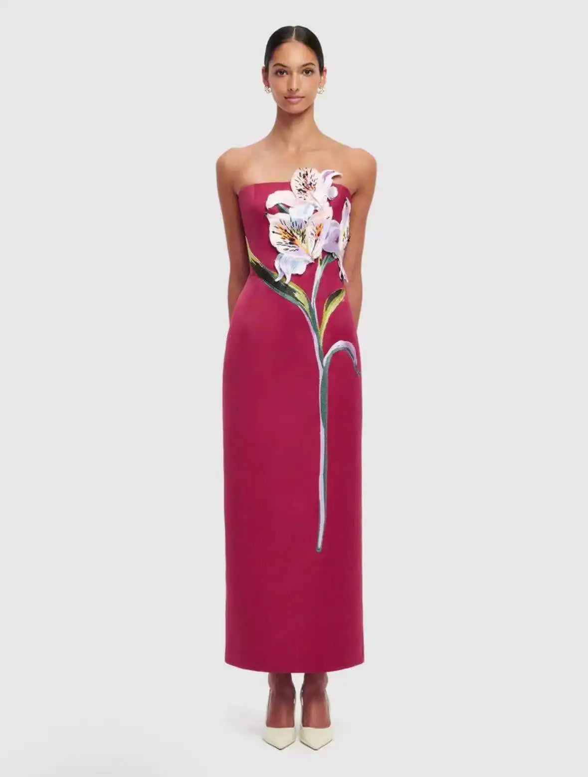 Red Margot Off-Shoulder Maxi Dress in Red