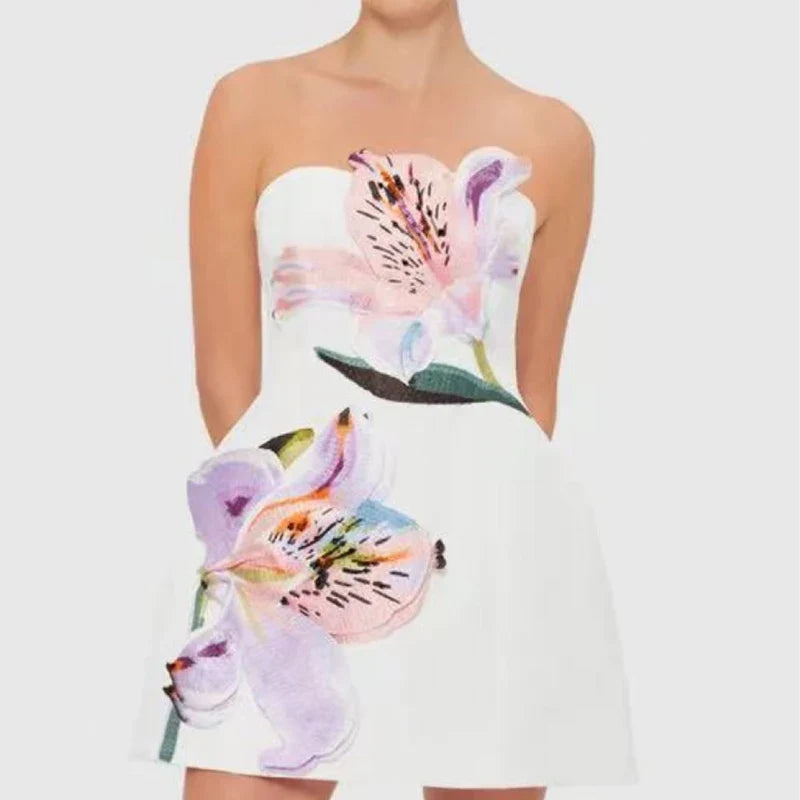 02 Red Arabella Floral Backless Cocktail Dress