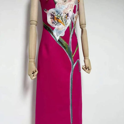Red Margot Off-Shoulder Maxi Dress in Red