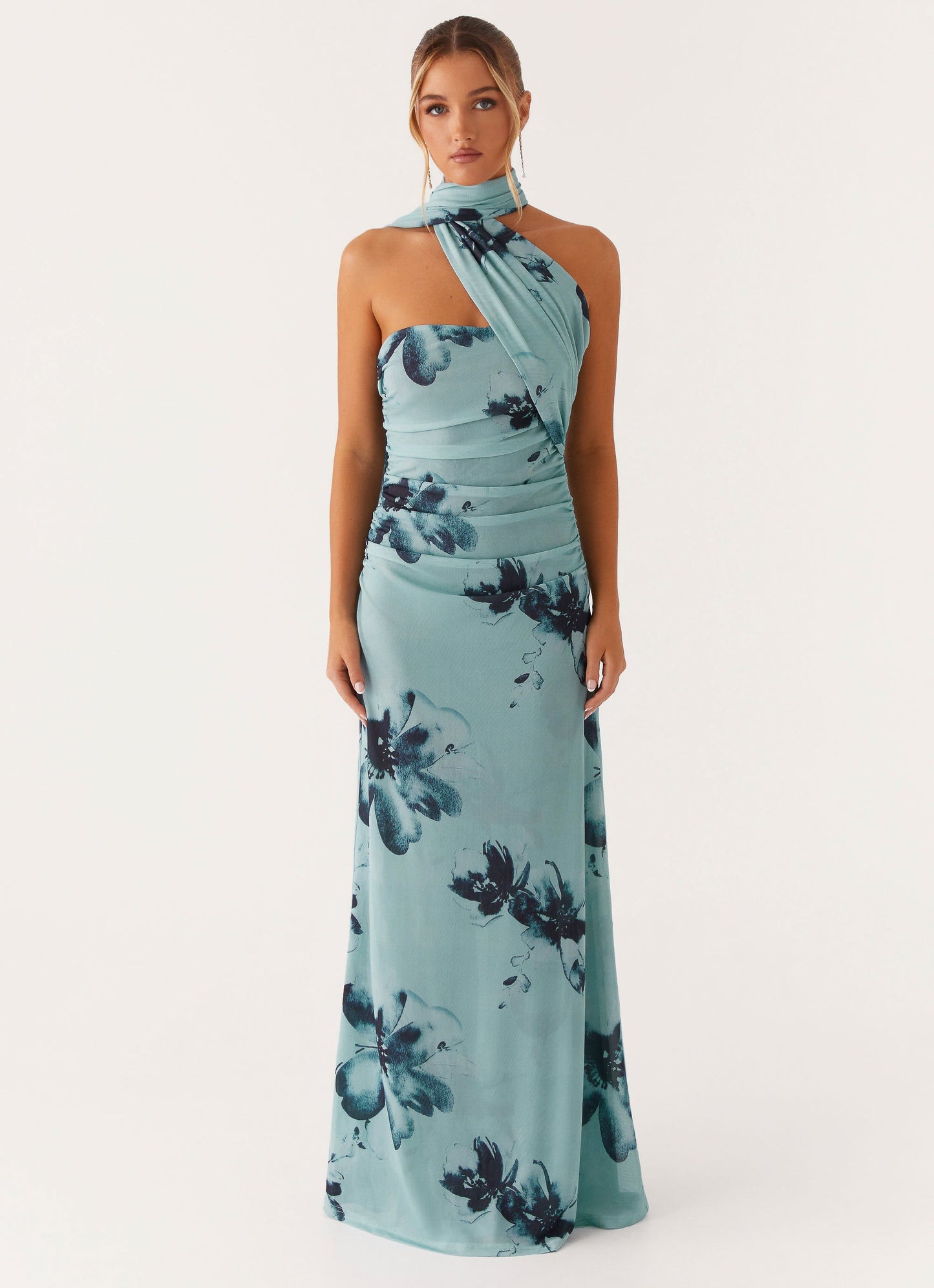 Blue Black Floral Songbird Floral Maxi Dress