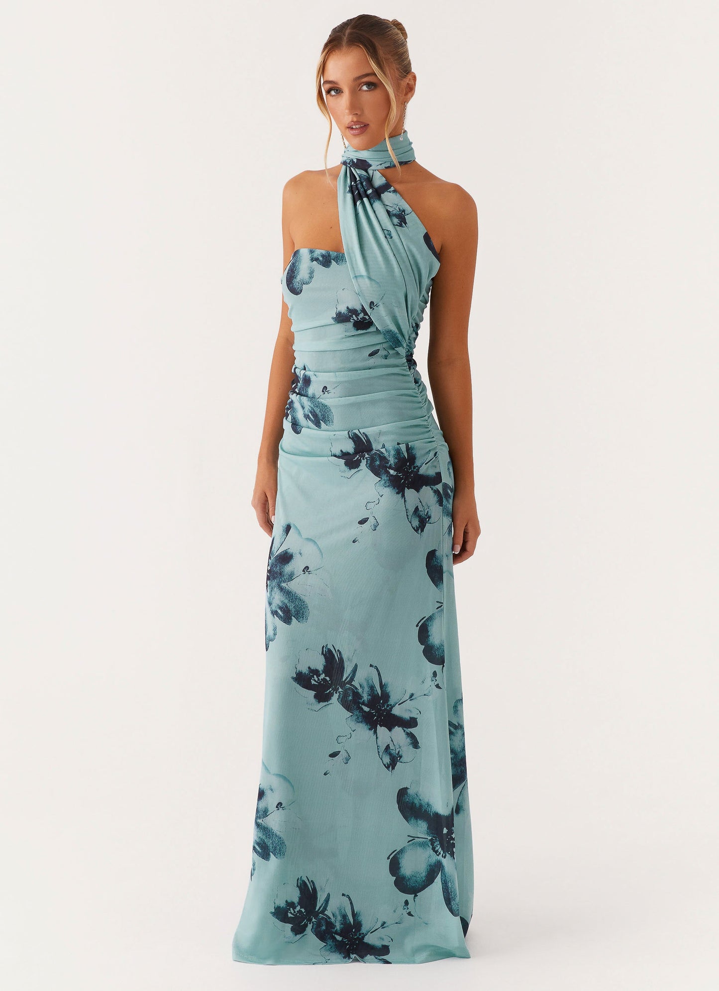 Blue Black Floral Songbird Floral Maxi Dress